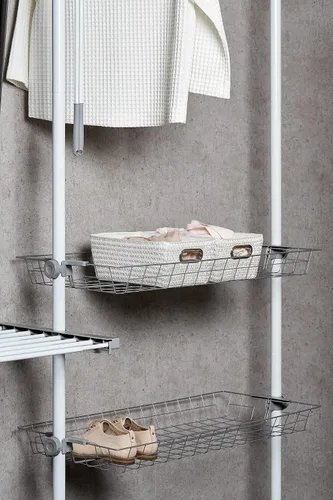 Miniatura 5 de WENKO Perchero de acero ajustable, blanco, 64.6-84.7 x 65-118.1 x 15