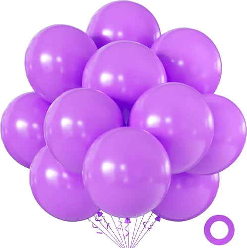 Miniatura 53 de KALOR Globos color morado ceniza de 18 pulgadas, 10 globos de látex mate, globos redondos grandes para bodas, baby shower, fiestas de cumpleaños