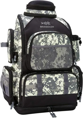 Miniatura 11 de Bassdash - Mochila para artículos de pesca, resistente al agua, táctica, con caja para aparejos suave, soporte para caña de pescar y cubierta