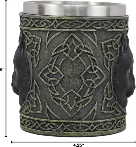 Miniatura 8 de Ebros Gift Taza de resina de 16 onzas con borde de acero inoxidable para café, té, cereales, bebidas, Halloween, cocina, comedor, decoración