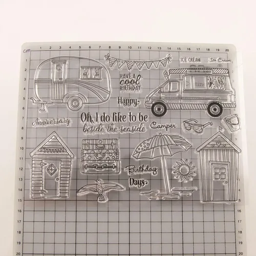 Miniatura 4 de Paraguas de playa para automóvil, juego de sellos y troqueles transparentes de silicona para hacer tarjetas, plantillas de corte para álbumes