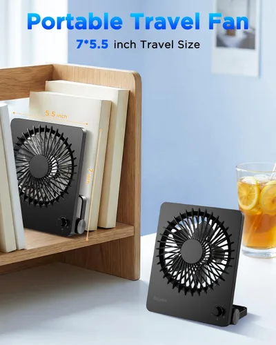 Miniatura 7 de EasyAcc Ventilador de escritorio con batería recargable, ventilador de viaje personal portátil de 6000 mAh, tiempo de funcionamiento máximo de 26