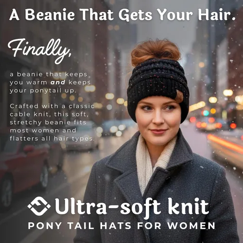Miniatura 108 de Funky Junque - Gorro para mujer con ranura para cola de caballo