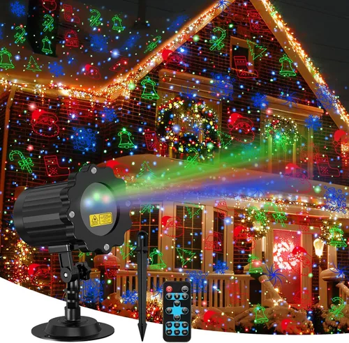 Proyector láser de Navidad para exteriores, 3 colores, luces láser de Navidad RGB para exteriores, impermeables, decoraciones de Navidad para