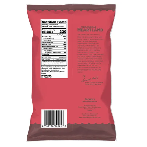 Miniatura 2 de Great Lakes Potato Chip Co. Barbacoa Hervidor de patatas fritas cocidas, caja individual tamaño aperitivo (paquete de 40, bolsas de 1.375 onzas)