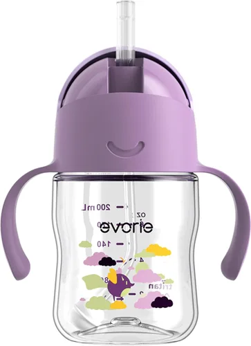 Miniatura 26 de Evorie Tritan - Vaso para beber con popote con peso con asas para bebés y niños pequeños, botella de agua a prueba de derrames con popote para 6