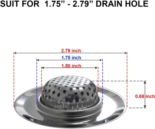 Miniatura 3 de Huntonry Colador de Drenaje de Bañera - Atrapa Cabellos de 2.79 Pulgadas, Cubierta de Drenaje de Ducha de Acero Inoxidable, Cesta de Filtro