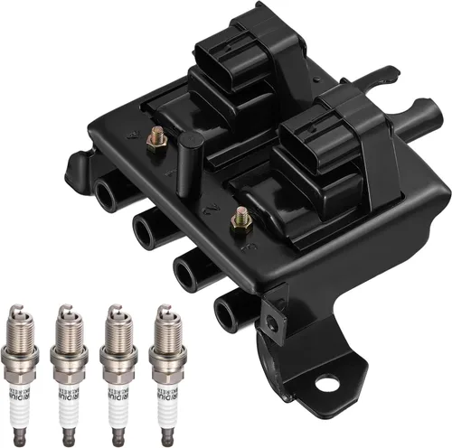 BDFHYK 1 Paquete de Bobina de Encendido UF343 y 4 Bujías de Iridio 2647 Compatible con Mazda Miata 1999-2000 1.8L L4 Bobina para BP4W1810X