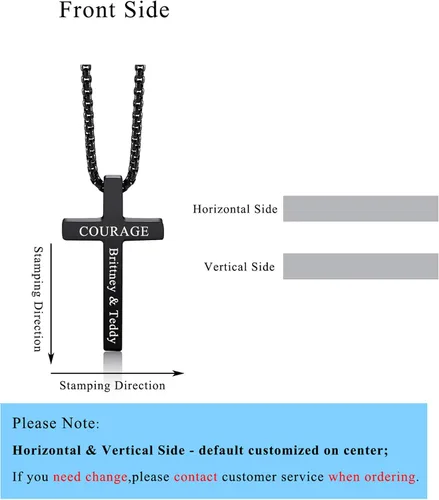 Miniatura 5 de Jovivi Collar de cruz personalizado para hombres y mujeres, grabado de acero inoxidable, placa de perro lisa, colgante de cruz de 24 pulgadas