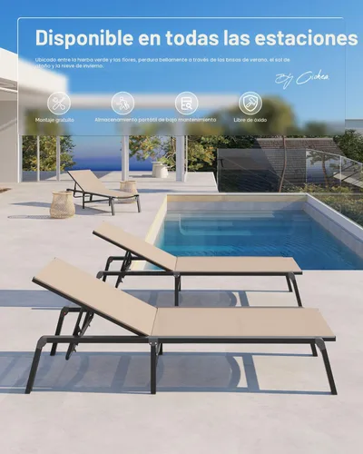 Miniatura 4 de Tumbona de Aluminio para Exteriores - Silla de Descanso Plegable y de Montaje Libre para Exteriores con 5 Respaldos Ajustables, Silla de Patio