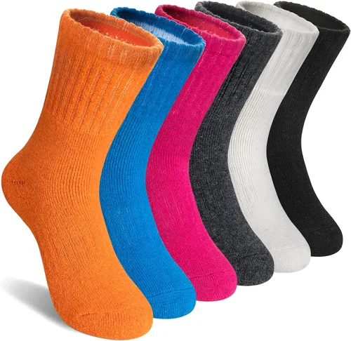 Miniatura 17 de Calcetines de senderismo de lana merino para niños y niñas, calcetines térmicos cálidos para botas de invierno, 6 pares