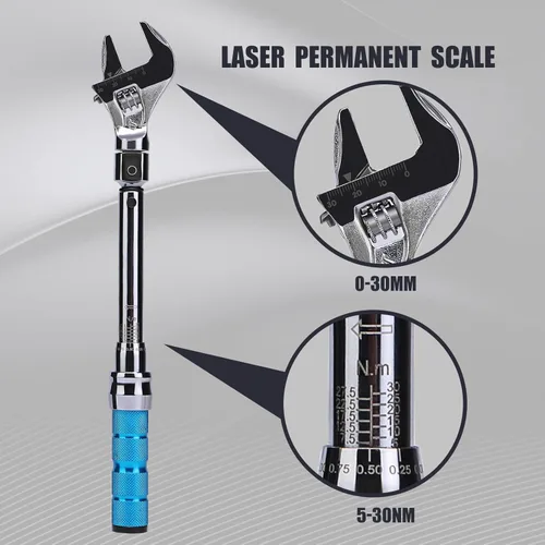 Miniatura 2 de Llave dinamométrica ajustable, llave dinamométrica de 5 a 30 Nm de 25 mm de extremo abierto con clic y cabeza intercambiable para mini split HVAC