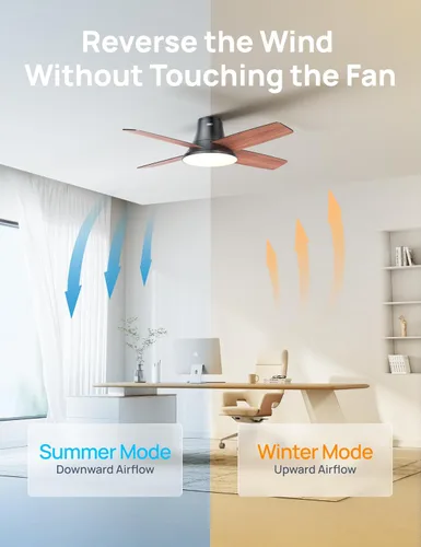 Miniatura 3 de DREO Ventilador de techo, ventilador de techo de perfil bajo de 44 pulgadas con luz y control remoto, LED de 5CCT, 6 niveles regulables, motor Negro