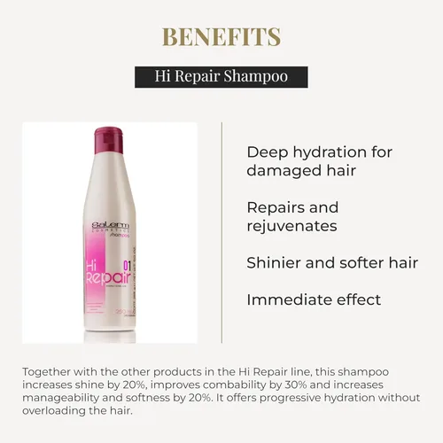 Miniatura 3 de SALERM - Champú reparador - Champú Hi Repair - 8.5 fl oz - Hidratación profunda para cabello dañado - Repara y rejuvenece - Cabello más brillante