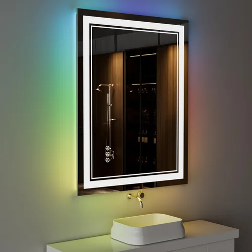 Miniatura 18 de Espejo de baño LED de 72 x 36 pulgadas, retroiluminado y frontal iluminado, espejo de tocador grande iluminado con luces, antiniebla, regulable