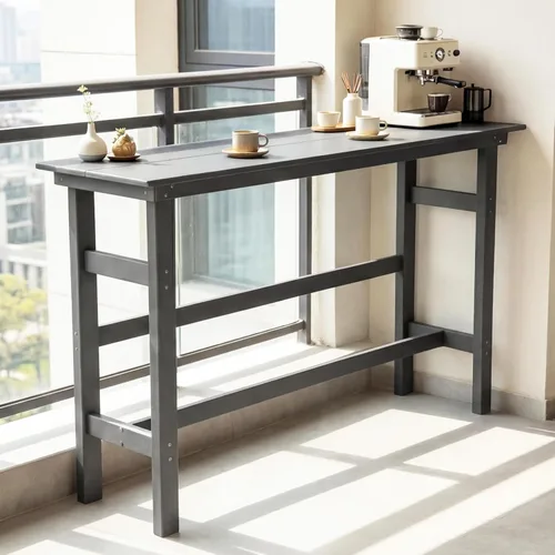 Miniatura 14 de Paquete de 2 taburetes de bar para exteriores, sillas de bar de patio de polietileno de alta densidad con reposabrazos y reposapiés, resistentes a