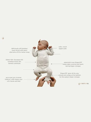 Miniatura 9 de GUNAMUNA Pijama unisex convertible ultrasuave para bebé, mameluco con cremallera para pañales, recién nacido a 24 meses