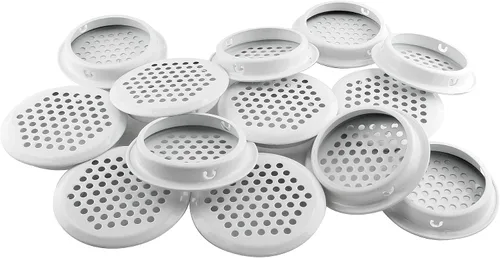 Miniatura 13 de 20 rejillas de ventilación circulares de 1 pulgada (0.984 in), rejilla de ventilación redonda de acero inoxidable para cocina, baño, gabinete, Blanco