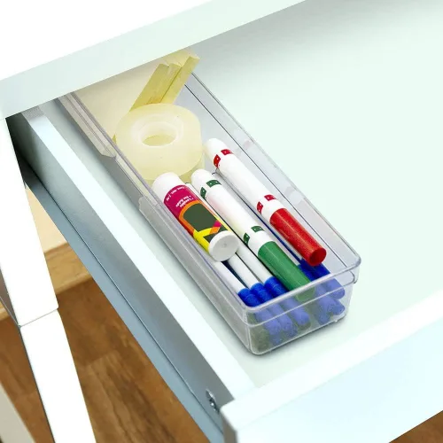 Miniatura 2 de Glad Bandeja de almacenamiento de plástico para cajones, contenedor organizador resistente para el hogar, cocina, baño, dormitorio, oficina, pies