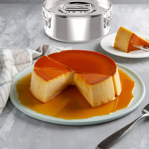 Miniatura 4 de Flanera - Molde para flan de 1.5 cuartos (7.62 x 2.92 pulgadas) - Flan Maker con tapa para Bao Maria