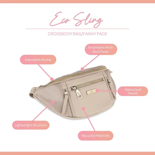 Miniatura 3 de JuJuBe Bolso bandolera ecológico, riñonera negra de moda para mamás, adorable riñonera o cangurera cruzada, incluye 5 bolsillos y ranuras