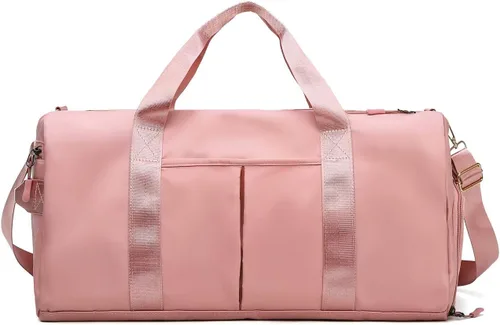 Miniatura 2 de Bolsa de lona para gimnasio para hombres y mujeres, bolsa de viaje de entrenamiento con compartimento para zapatos y bolsillo separado para seco