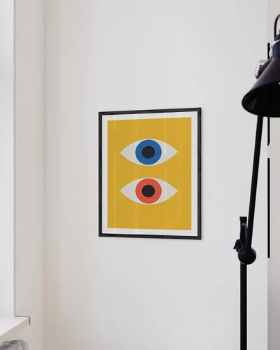 Miniatura 5 de HAUS AND HUES Arte de pared abstracto – Impresiones geométricas retro, obra de arte de ojo maligno estilo Bauhaus, decoración de pared moderna