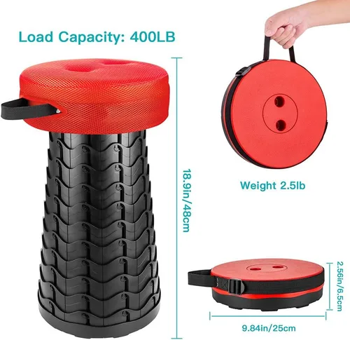 Miniatura 2 de Boreeman Taburete plegable mejorado con cojín, ligero pero más resistente, con capacidad de carga, 400 libras, taburete plegable portátil retráctil