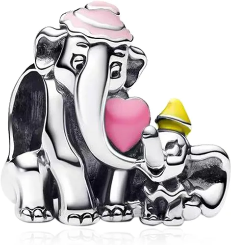 Miniatura 122 de Dijes de plata de ley 925 de dibujos animados de pato, ratón, oso, elefante, dragón chino, cuentas colgantes para pulseras y collares, joyería
