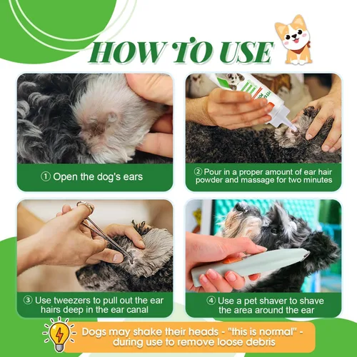 Miniatura 7 de Pawsitive Vibes Polvo de orejas para perros de 1.06 oz – Polvo de limpieza suave y seguro para eliminar el vello de las orejas para perros