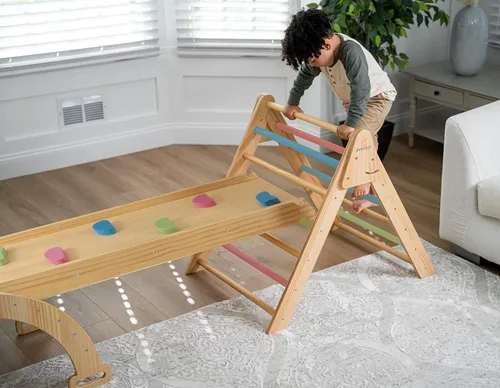 Miniatura 5 de Avenlur Hazel - Gimnasio de escalada interior 5 en 1, juego de escalada Waldorf y Montessori con escalera triangular, rampa de escalada, escalador