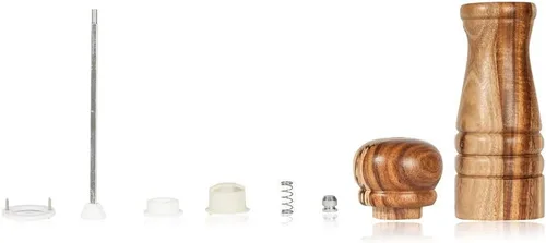 Miniatura 8 de Juego de molinillo de sal y pimienta, juego de 2 molinillo de sal y pimienta con molinillo de cerámica, madera de acacia, altura de 6.5 in