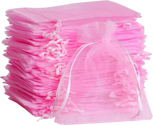 Miniatura 8 de Bskifnn 100 bolsas de organza de satén con cordón, bolsa de organza para el día de la madre, día de San Valentín, Halloween, bolsas de dulces, boda