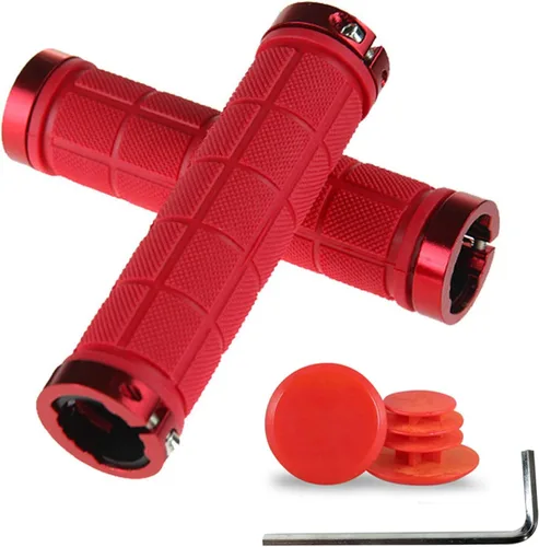Miniatura 9 de PLATT Agarres de manubrio de bicicleta de goma cómodos para MTB/BMX con tapas de extremo de plástico Azul