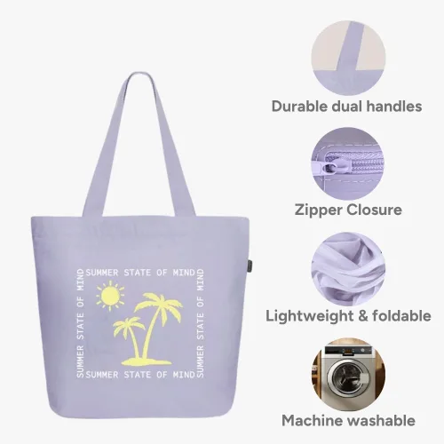 Miniatura 10 de Ecoright Bolsa de lona estética para mujer, bolsa grande con cremallera y bolsillo, bolsa de mano para mujer, para yoga, trabajo, playa