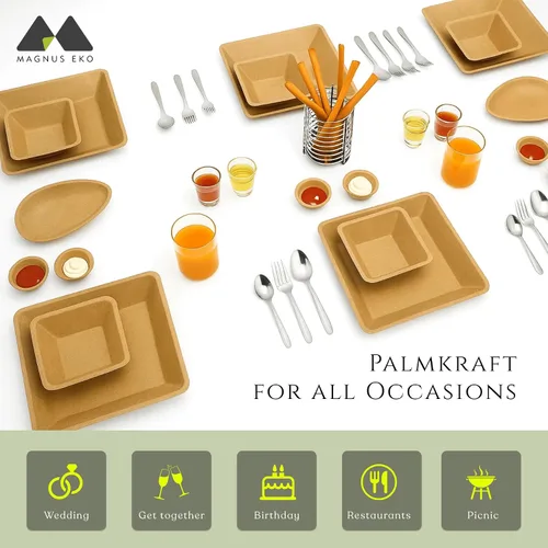 Miniatura 6 de Palmkraft - Plato profundo cuadrado de postre de 4 pulgadas (50 unidades), cuenco resistente desechable de 4 onzas, paquete de fiesta similar al