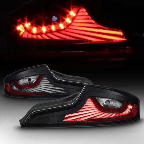 ACANII - Para Infiniti G35 35GT Coupé 2003-2005 [Diseño de actualización de tubo LED] Luces traseras LED negras Lámparas de freno izquierda+derecha