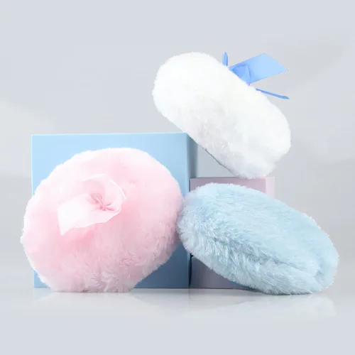 Miniatura 5 de 2 unidades de 4 pulgadas grandes esponjosos polvos de terciopelo ultra suave, soplos de polvo para rostro, cuerpo, polvo, reutilizables, sueltos