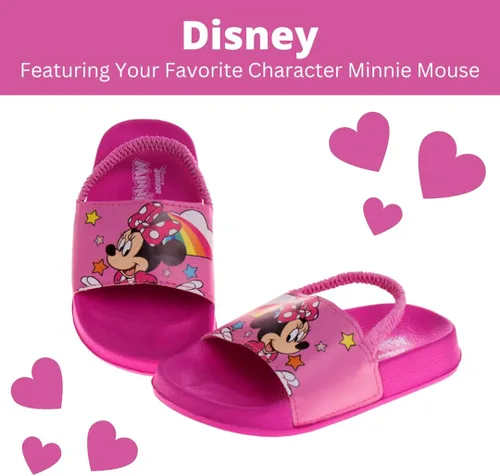 Miniatura 2 de Disney Minnie Mouse, Encanto, Mickey, Lightning McQueen, Frozen Elsa Anna Girl - Sandalias de verano para niños con correa trasera para la playa