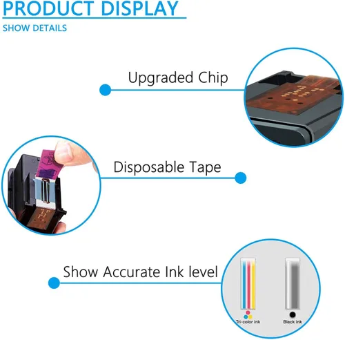Miniatura 5 de Cartuchos de tinta negra 65XL de repuesto para HP 65 XL N9K04AN de alto rendimiento con Deskjet 2655 2652 3755 3772 3700 3722 3752 2600 2622 Envy