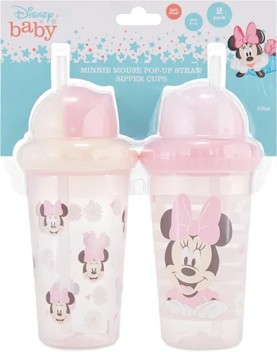 Miniatura 2 de Disney Vasos para sorber para niños y niñas Paquete de dos vasos para sorber de 10 onzas con popote y tapa, botella de agua de viaje azul duradera