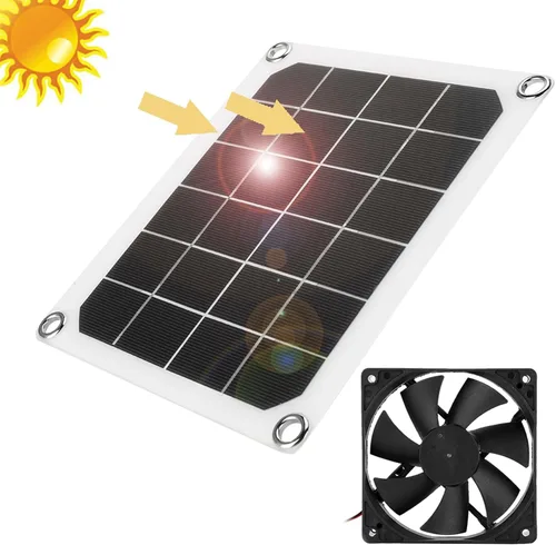 Miniatura 9 de Kit de ventilador extractor accionado solar 6V 10W IP65 impermeable para invernadero gallinero con carga USB
