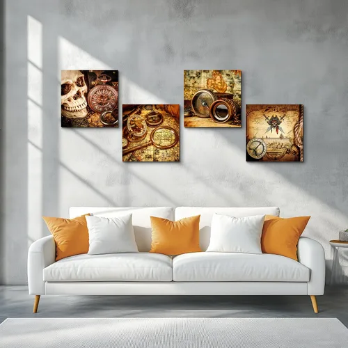Miniatura 2 de hyidecorart Lienzo decorativo para pared de sala de estar, oficina, decoración de pared, pintura, decoración de dormitorio, brújula de barco pirata