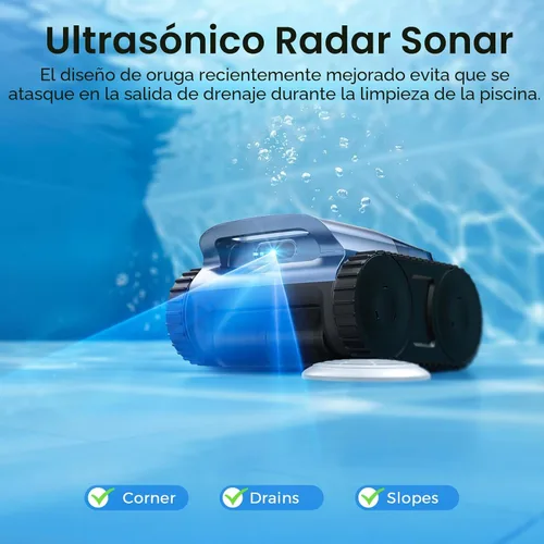 Miniatura 6 de Limpiador robótico de piscina, aspiradora inalámbrica para piscinas enterradas, robot limpiador automático de piscinas para suelos de piscina