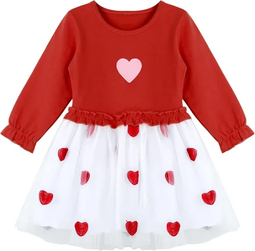 Miniatura 2 de Kaerm Disfraz de tutú de tul de princesa con estampado de corazón y manga larga para niñas