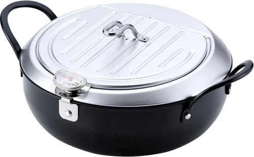 Wahei Freiz TM-9467 Tempura - Olla Imono Koji de Tsubamesanjo, 7.9 pulgadas (7.9 in), tapa de hierro, compatible con inducción, fabricada en Japón