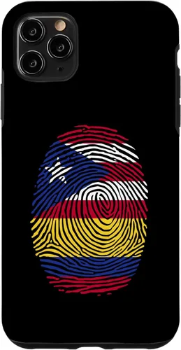 Funda para iPhone 11 Pro Max Boricua y Colombia con huellas dactilares puertorriqueñas