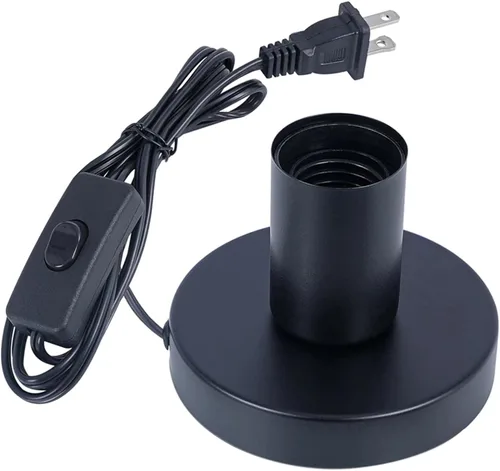 Miniatura 10 de Lámpara de mesa industrial, pequeña base de enchufe de luz de escritorio de metal pulido, soporte de bombilla de rosca Edison vintage E26/E27, cable