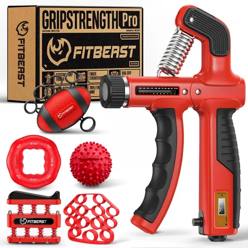 Miniatura 8 de FitBeast Entrenador de fuerza de agarre, kit de fortalecimiento de agarre de mano, paquete de 6 con fortalecedor de antebrazo de resistencia Negro