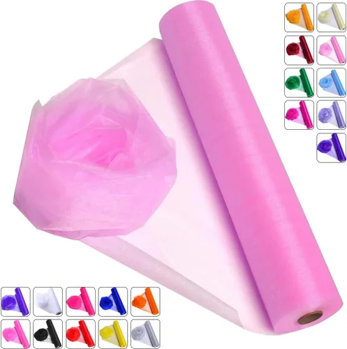 Miniatura 19 de Tela de Organza de Cristal Tul - 16" por 50 Yardas Tela Transparente para Decoración de Fiestas de Boda Despedida de Soltera Tutú Rollo de Malla